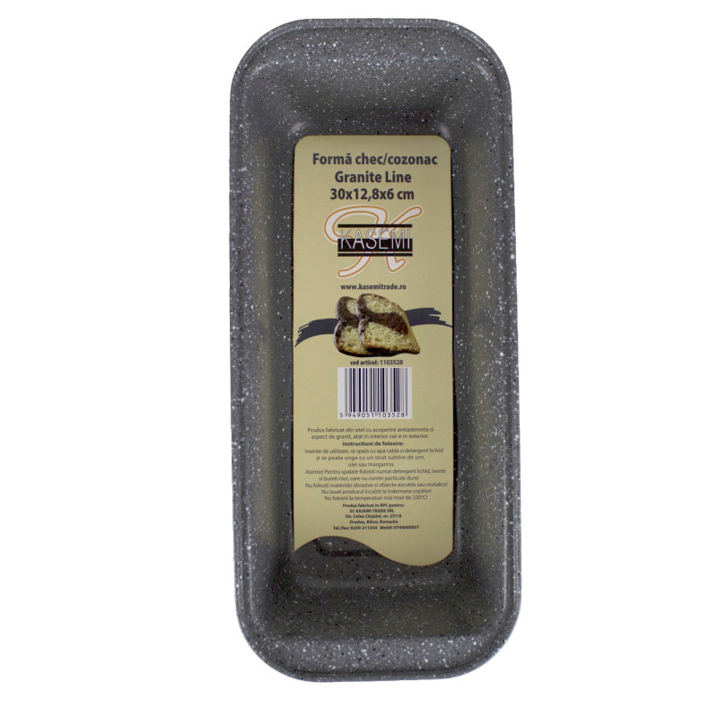 Tava de copt Granite Line, aluminiu presat, dreptunghiulara, gri, 30 x 12.8 x 6 cm Tava de copt Granite Line, aluminiu presat, dreptunghiulara, gri, 30 x 12.8 x 6 cm