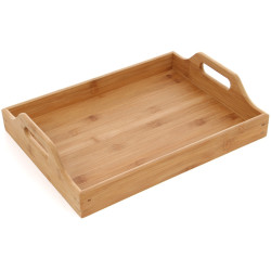 Tava dreptunghiulara pentru servire, din bambus, T1007-M, bej, 39.5 x 29.5 cm