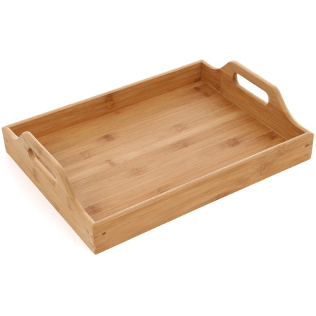 Tava dreptunghiulara pentru servire, din bambus, T1007-M, bej, 39.5 x 29.5 cm
