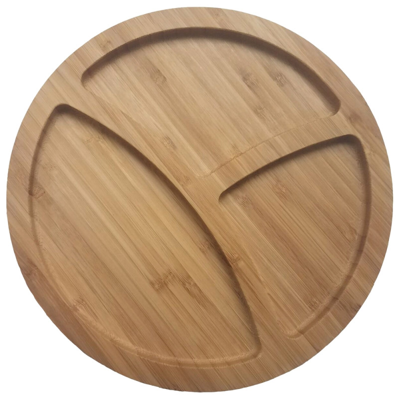 Tava rotunda pentru servire, din bambus, HB-2050, bej, 25.4 x 1.9 cm
