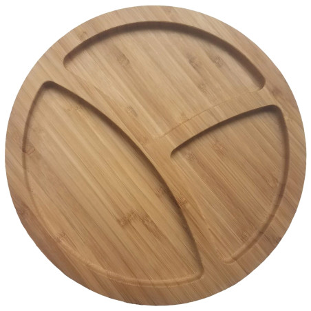 Tava rotunda pentru servire, din bambus, HB-2050, bej, 25.4 x 1.9 cm