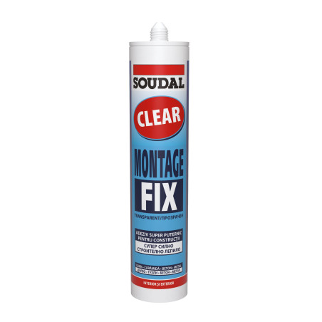 Adeziv montaj pentru constructii, Soudal Montage Fix, interior / exterior, transparent, 280 ml