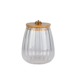 Borcan cu capac bambus ST3R0J100-0BL, sticla borosilicata, 1000 ml