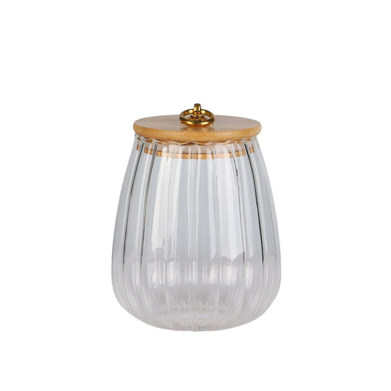 Borcan cu capac bambus ST3R0J100-0BL, sticla borosilicata, 1000 ml