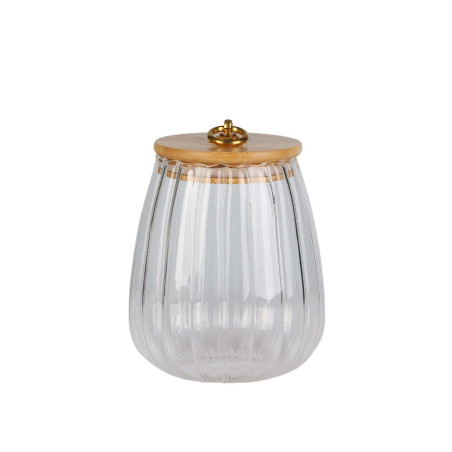 Borcan cu capac bambus ST3R0J100-0BL, sticla borosilicata, 1000 ml