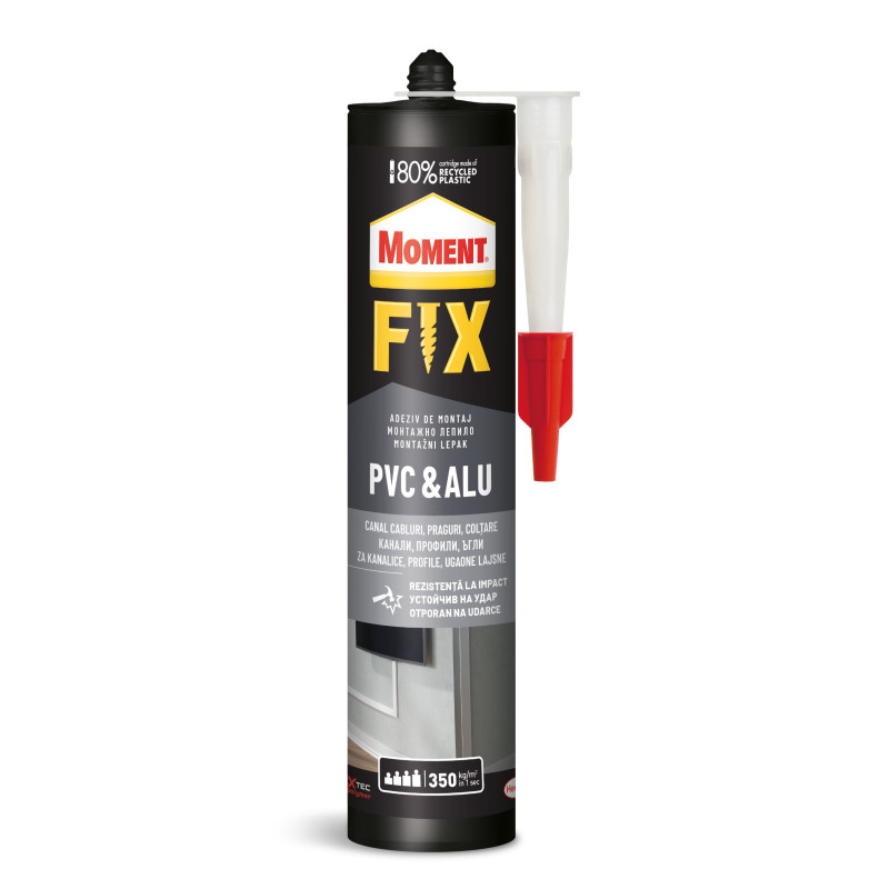 Adeziv montaj pentru PVC/aluminiu, Moment Fix PVC & Alu, interior / exterior, 400 g