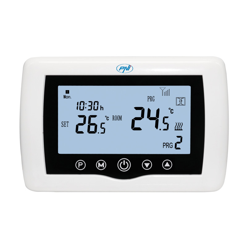 Termostat de ambient pentru centrala, wireless, PNI CT36, inteligent, Wi-Fi, programabil, afisaj digital, protectie inghet, IP30