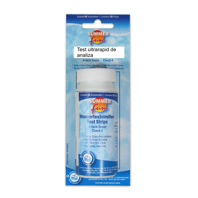 Test ultrarapid pentru analiza apa piscina, Summer Fun, 50 betisoare Test ultrarapid pentru analiza apa piscina, Summer Fun, 50 betisoare
