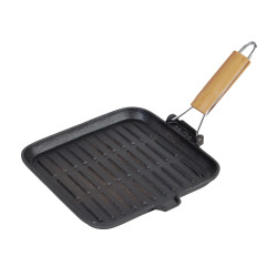 Tigaie grill din fonta, cu maner detasabil, 24 x 24 cm