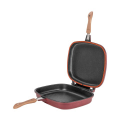 Tigaie grill dublu Neoklein Cherry, aluminiu, rosu, 36 cm