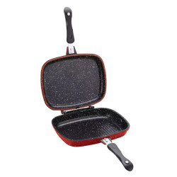 Tigaie grill dublu Paxton SMJP-32, aluminiu, 32 x 24 cm, rosu