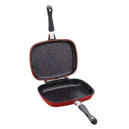 Tigaie grill dublu Paxton SMJP-32, aluminiu, 32 x 24 cm, rosu