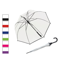 Umbrela de ploaie pentru adulti, Capri, tip baston, automata, transparenta, 90 cm