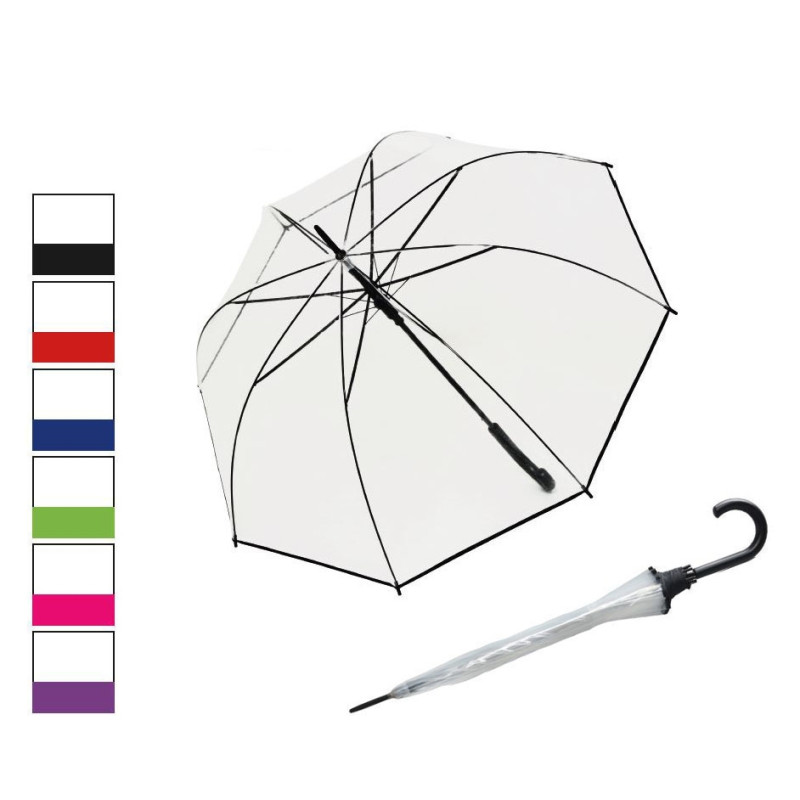 Umbrela de ploaie pentru adulti, Capri, tip baston, automata, transparenta, 90 cm
