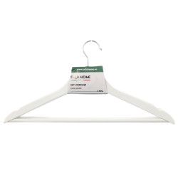 Umerase haine Ella Home, lemn, carlig rotativ, 45 x 23 cm, alb, set 3 bucati