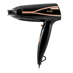 Uscator de par Zass Travel ZHD 04, 1600 W, 2 viteze, negru, maner pliabil