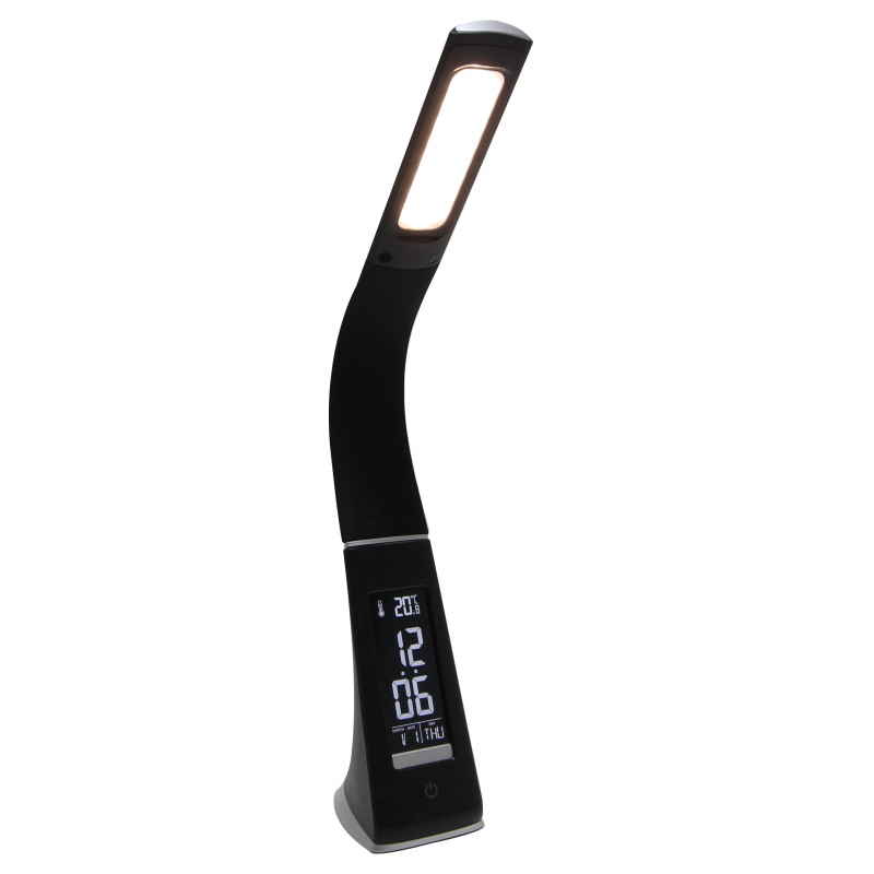 Veioza LED Helen 5W cu display, functie touch, 3 trepte de lumina, neagra, moderna