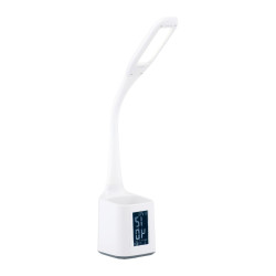 Veioza LED Hoff Box cu display, 4.5W, 450lm, lumina neutra, dimabila, afisare temperatura, ceas, data, alarma, alba, moderna