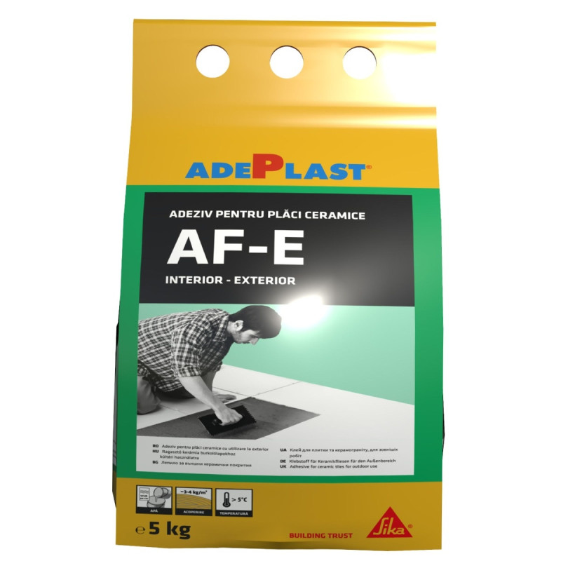 Adeziv pentru gresie si faianta Adeplast AF - E, exterior, gri, 5 kg