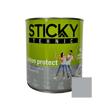 Vopsea acrilica pentru lemn / metal, Sticky Tehnic beton protect, interior / exterior, gri, 2.5 L