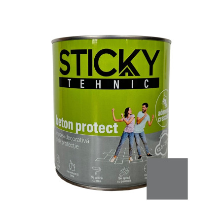 Vopsea acrilica pentru lemn / metal, Sticky Tehnic beton protect, interior / exterior, gri antracit, 2.5 L