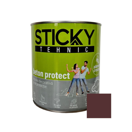 Vopsea acrilica pentru lemn / metal, Sticky Tehnic beton protect, interior / exterior, maro ciocolata, 2.5 L