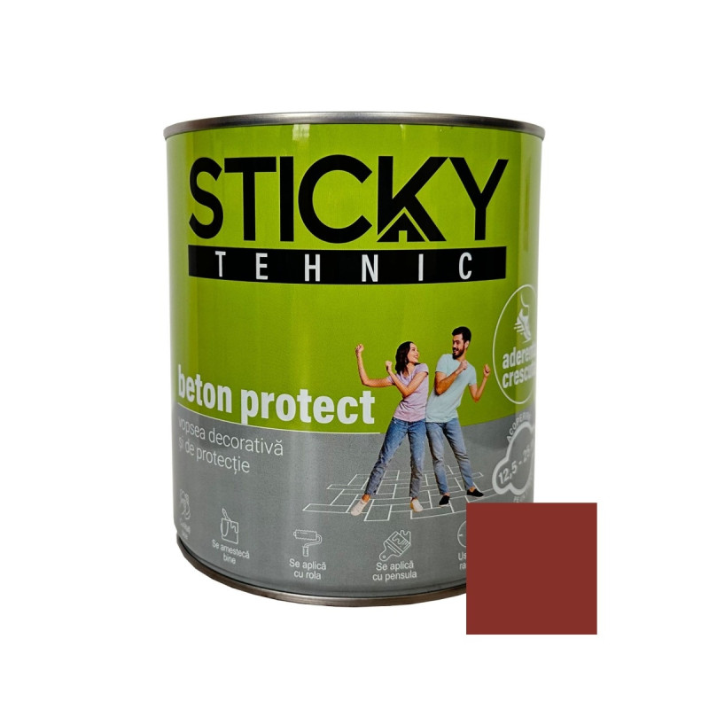 Vopsea acrilica pentru lemn / metal, Sticky Tehnic beton protect, interior / exterior, siena, 2.5 L