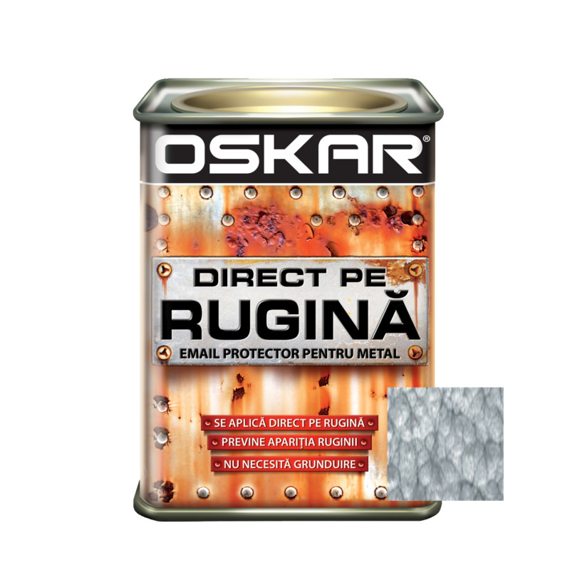 Vopsea alchidica Direct pe rugina Oskar, interior / exterior, argintiu - lovitura de ciocan, 0.5 L