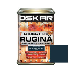 Vopsea alchidica Direct pe rugina Oskar, interior / exterior, gri antracit RAL 7016, lucios, 0.5 L