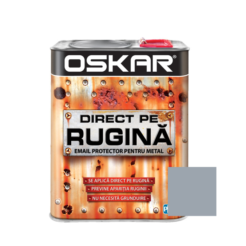 Vopsea alchidica Direct pe rugina Oskar, interior / exterior, gri lucios, 2.5 L