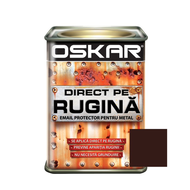 Vopsea alchidica Direct pe rugina Oskar, interior / exterior, maro ciocolatiu mat, 0.5 L