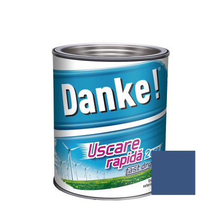 Vopsea alchidica pentru lemn / metal, Danke! Uscare Rapida, interior / exterior, albastru, 0.75 L
