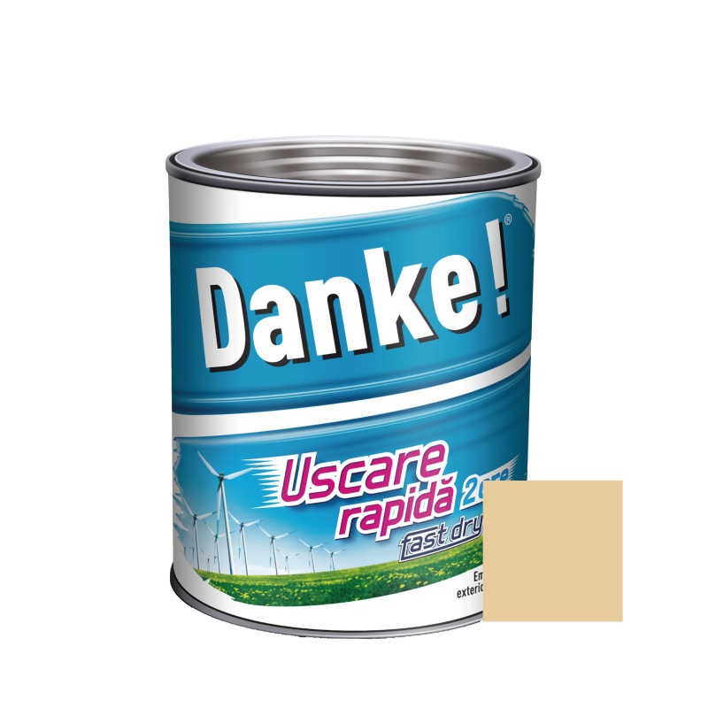 Vopsea alchidica pentru lemn / metal, Danke! Uscare Rapida, interior / exterior, bej 0.75 L Vopsea alchidica pentru lemn / metal, Danke! Uscare Rapida, interior / exterior, bej 0.75 L