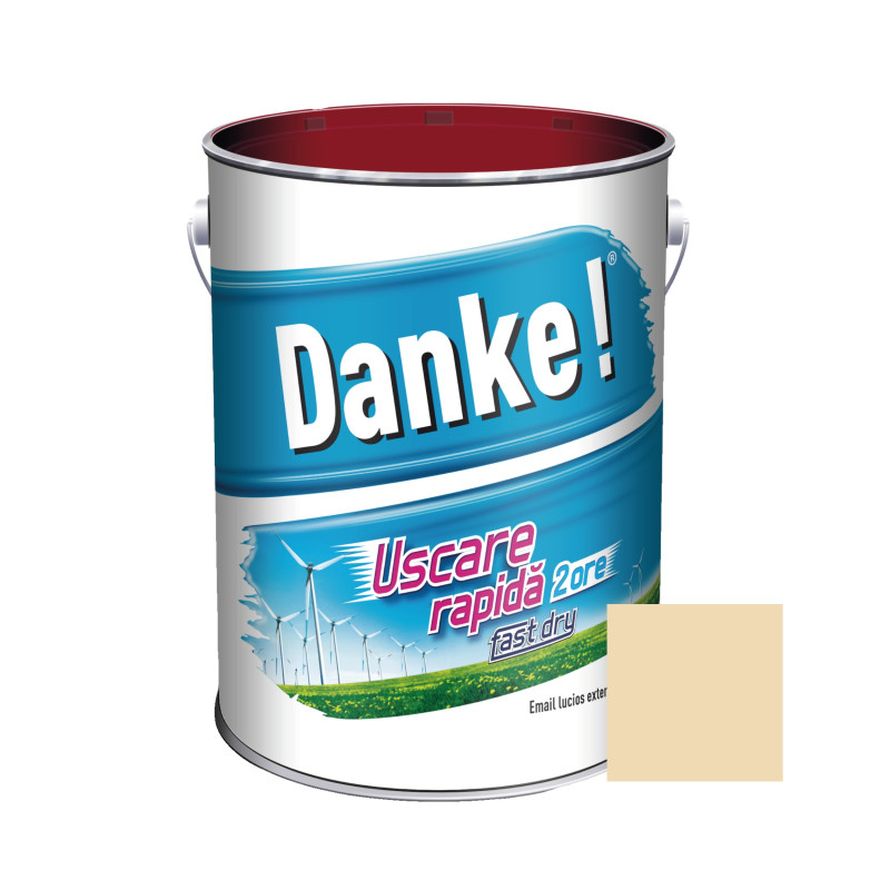 Vopsea alchidica pentru lemn / metal, Danke! Uscare Rapida, interior / exterior, crem, 4 L Vopsea alchidica pentru lemn / metal, Danke! Uscare Rapida, interior / exterior, crem, 4 L