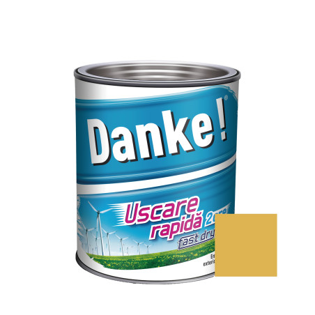 Vopsea alchidica pentru lemn / metal, Danke! Uscare Rapida, interior / exterior, galben mustar, 0.75 L