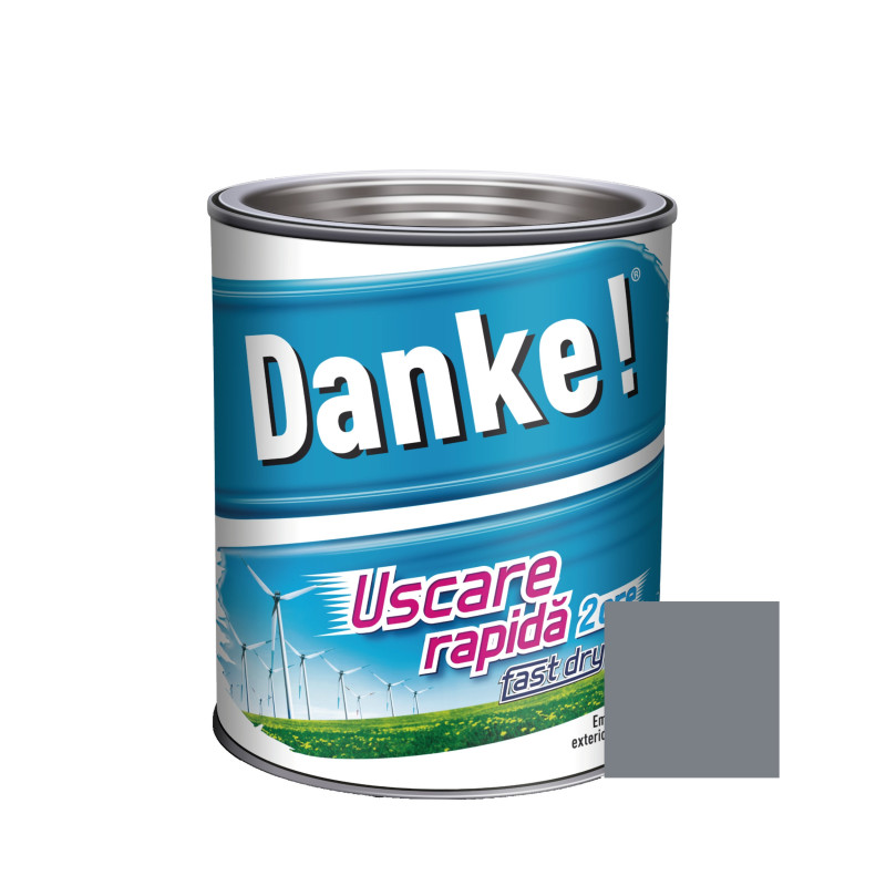Vopsea alchidica pentru lemn / metal, Danke! Uscare Rapida, interior / exterior, gri metal, 2.5 L Vopsea alchidica pentru lemn / metal, Danke! Uscare Rapida, interior / exterior, gri metal, 2.5 L