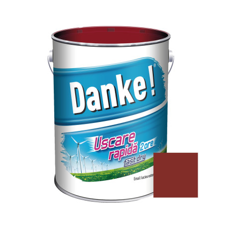 Vopsea alchidica pentru lemn / metal, Danke! Uscare Rapida, interior / exterior, rosu inchis, 4 L