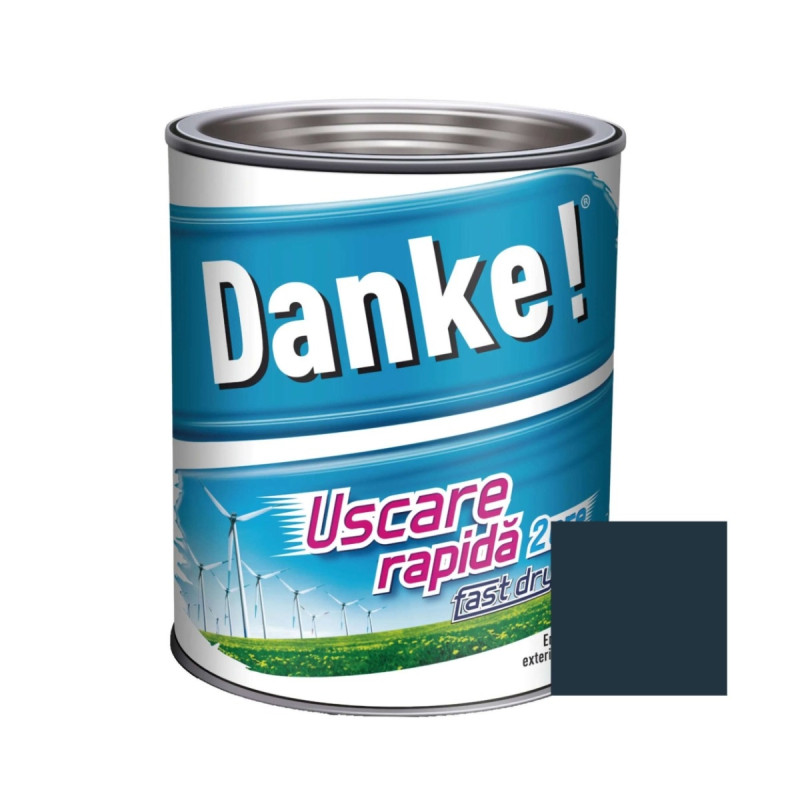 Vopsea alchidica pentru lemn / metal, Danke! Uscare Rapida, lucios, interior / exterior, gri antracit RAL 7016, 2.5 L Vopsea alchidica pentru lemn / metal, Danke! Uscare Rapida, lucios, interior / exterior, gri antracit RAL 7016, 2.5 L