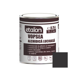 Vopsea alchidica pentru lemn / metal, Etalon, interior / exterior, negru, 0.75 L