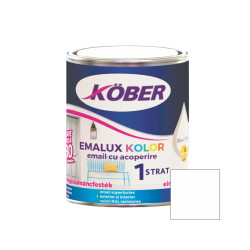 Vopsea alchidica pentru lemn / metal, Kober Emalux Kolor, interior / exterior, alb, 0.75 L