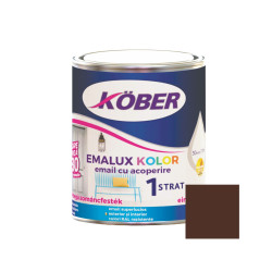 Vopsea alchidica pentru lemn / metal, Kober Emalux Kolor, interior / exterior, maro, 0.75 L