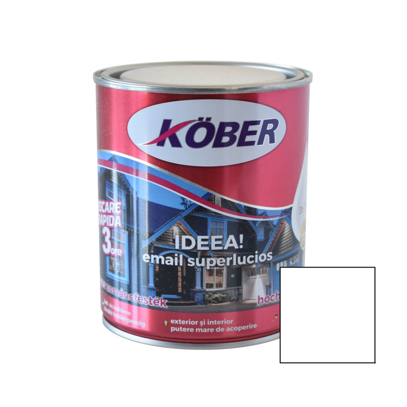 Vopsea alchidica pentru lemn / metal, Kober Ideea, interior / exterior, alb, 0.75 L
