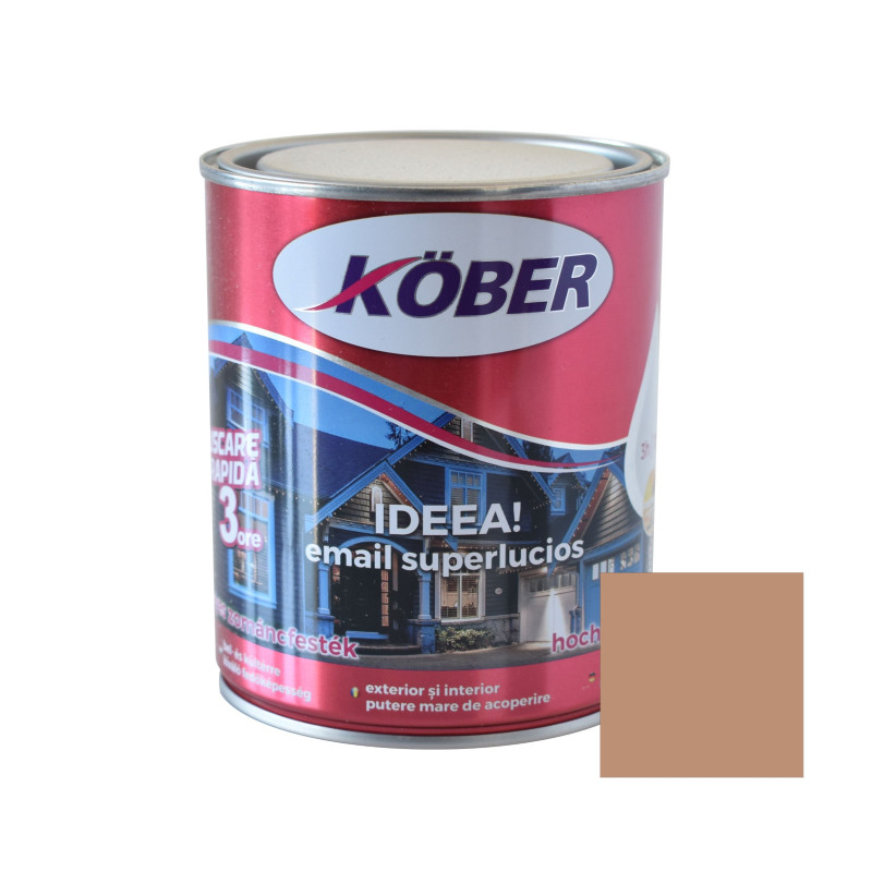 Vopsea alchidica pentru lemn / metal, Kober Ideea, interior / exterior, cafeniu, 0.75 L
