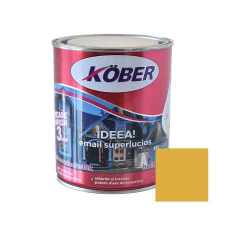 Vopsea alchidica pentru lemn / metal, Kober Ideea, interior / exterior, galben, 0.75 L