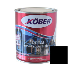 Vopsea alchidica pentru lemn / metal, Kober Ideea, interior / exterior, negru, 0.75 L