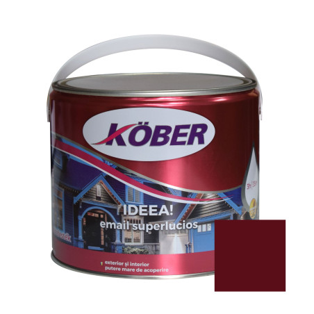 Vopsea alchidica pentru lemn / metal, Kober Ideea, interior / exterior, rosu vin, 2.5 L
