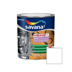 Vopsea alchidica pentru lemn / metal, Savana Ultra Rezist, interior / exterior, alb polar, 0.75 L