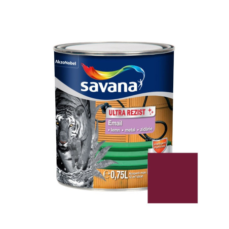 Vopsea alchidica pentru lemn / metal, Savana Ultra Rezist, interior / exterior, grena, 0.75 L