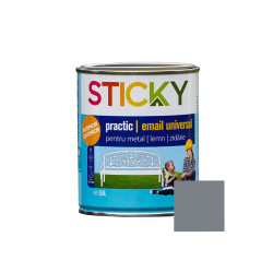 Vopsea alchidica pentru lemn / metal, Sticky Practic, interior / exterior, gri, 0.6 L