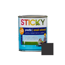 Vopsea alchidica pentru lemn / metal, Sticky Practic, interior / exterior, negru, 0.6 L